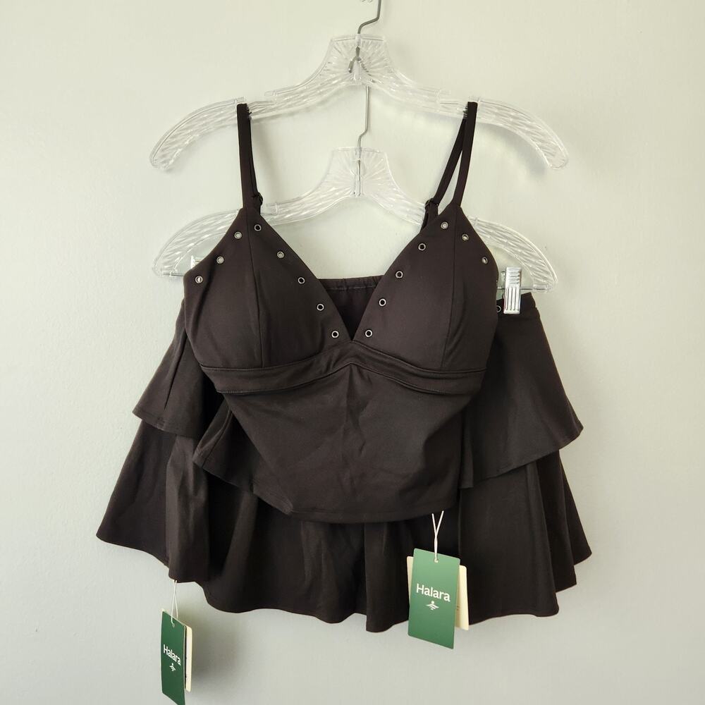 Halara Top & Skort 2 Piece Set Womens S Black Crop Top Athletic Skort Tenniscore